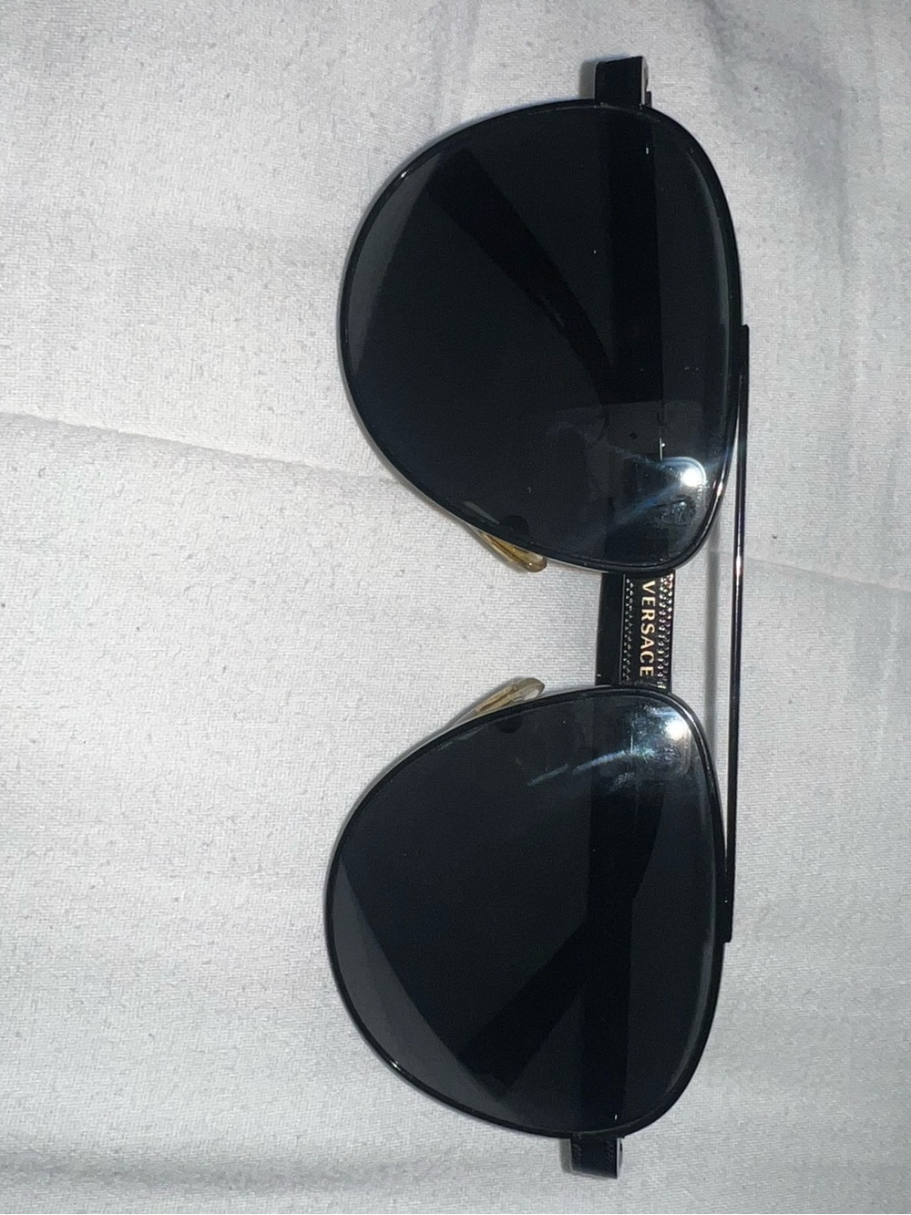 Versace Black Aviator Sunglasses with Gold Accents